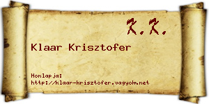 Klaar Krisztofer névjegykártya